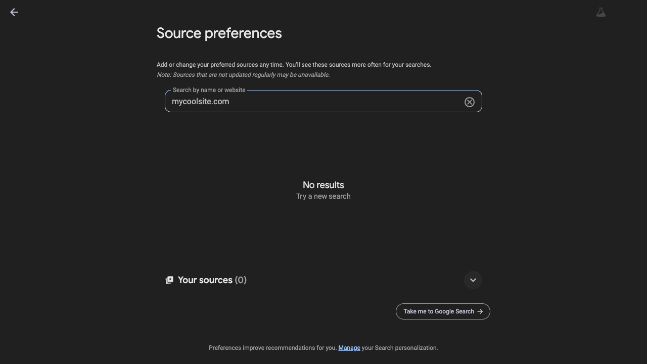 google preferred sources list